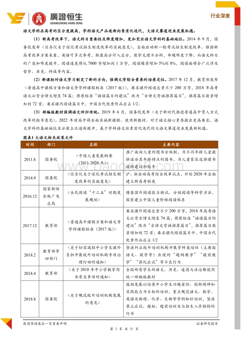 大语文专题：乘“学科素质化”之东风，孕育千亿市场新机遇.pdf_第5页