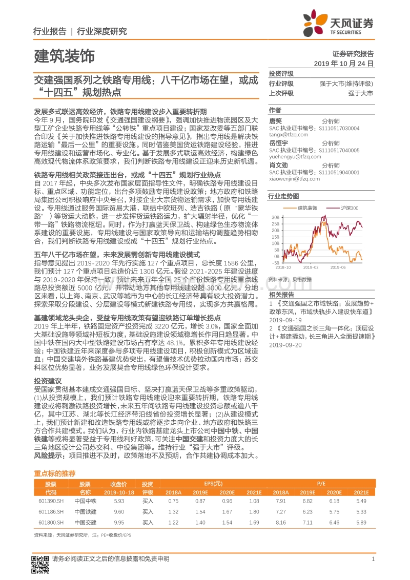 交建强国系列之铁路专用线：八千亿市场在望，或成“十四五”规划热点.pdf_第1页