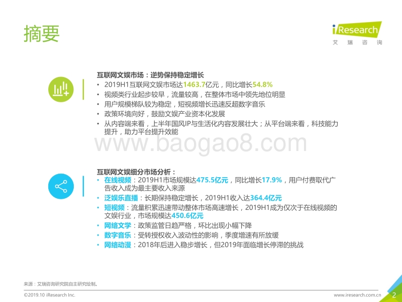 2019H1中国互联网文娱市场数据发布报告.pdf_第2页