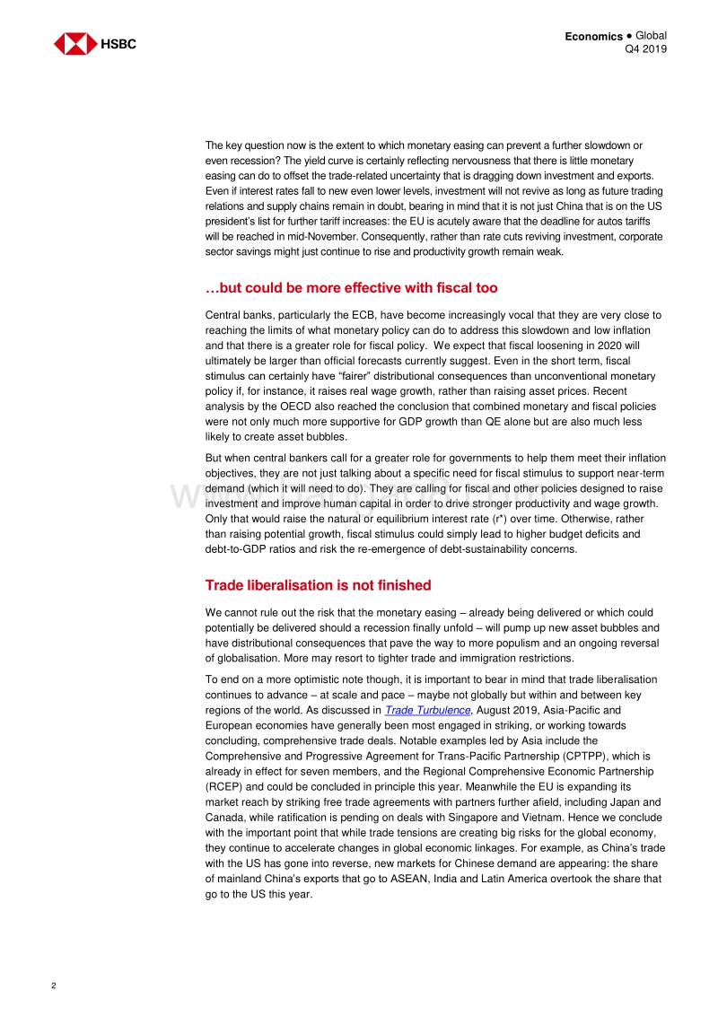 汇丰银行-全球货币宽松不济，仍需财政刺激和区域贸易协定.pdf_第3页