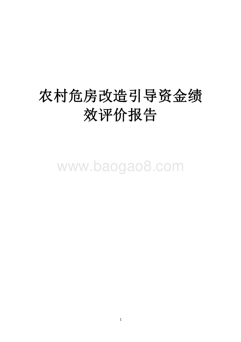 农村危房改造引导资金绩效评价报告.docx_第1页
