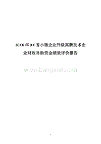 20XX年XX省小微企业升级高新技术企业财政补助资金绩效评价报告.docx