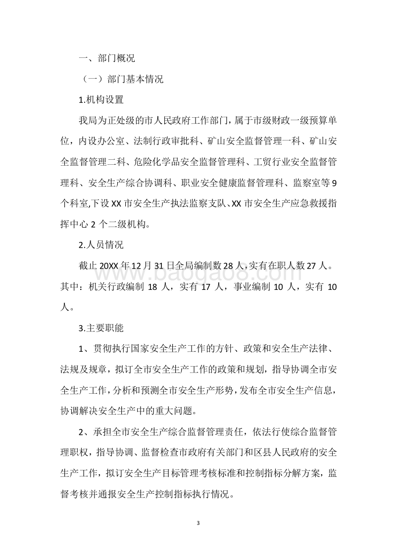 XX市安监局20XX年度部门整体支出绩效自评报告.docx_第3页
