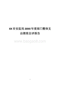 XX市安监局20XX年度部门整体支出绩效自评报告.docx