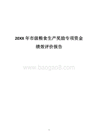 20XX年市级粮食生产奖励专项资金绩效评价报告.docx