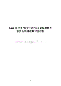 20XX年中央“粮安工程”危仓老库维修专项资金项目绩效评价报告.docx
