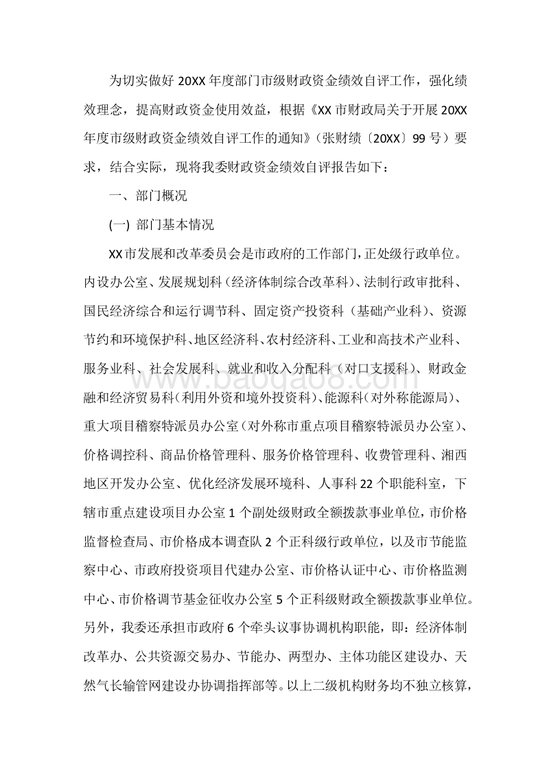 XX市发展和改革委员会20XX年度部门整体支出绩效自评报告.docx_第3页