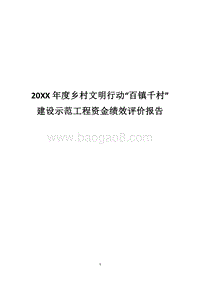 20XX年度乡村文明行动“百镇千村”建设示范工程资金绩效评价报告.docx