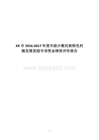 XX市2016-2017年度市级少数民族特色村镇发展奖励专项资金绩效评价报告.docx