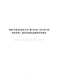 20XX年度XX医科大学（筹）和XX工业大学（XX省科学院）建设补助资金绩效评价报告.docx