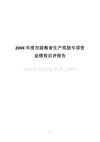 20XX年度市级粮食生产奖励专项资金绩效自评报告.docx