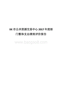 XX市公共资源交易中心2017年度部门整体支出绩效评价报告.docx