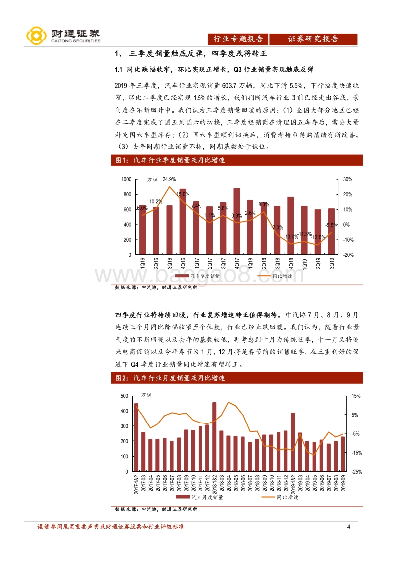 汽车行业2019年三季报总结：底部确认，否极泰来.pdf_第4页