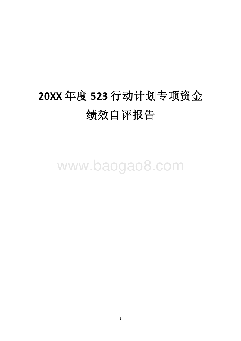 20XX年度523行动计划专项资金绩效自评报告.docx_第1页