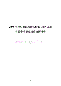 20XX年度少数民族特色村镇（寨）发展奖励专项资金绩效自评报告.docx