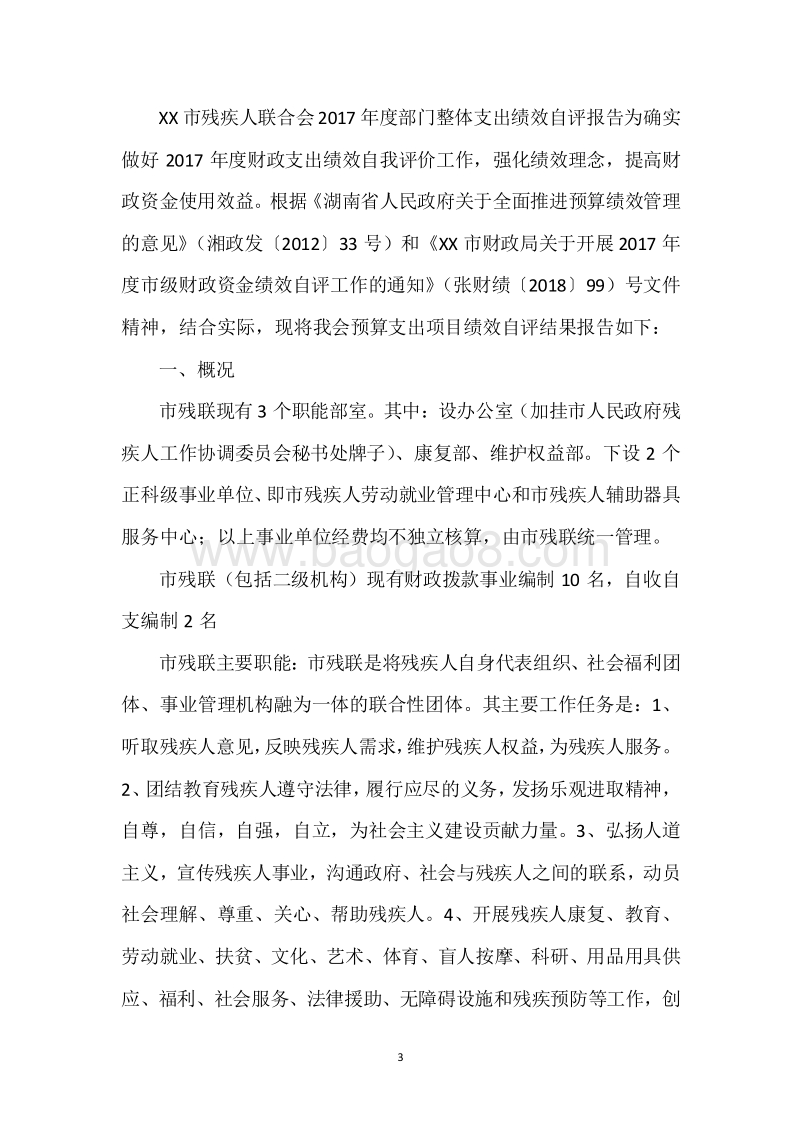 XX市残联2017年度部门整体支出绩效自评报告.docx_第3页