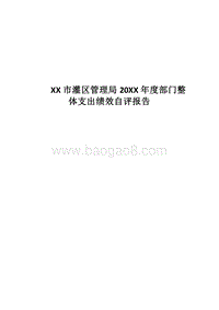 XX市灌区管理局20XX年度部门整体支出绩效自评报告.docx