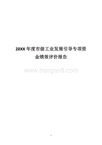 20XX年度市级工业发展引导专项资金绩效评价报告.docx