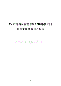XX市道路运输管理局2018年度部门整体支出绩效自评报告.docx