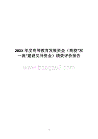 20XX年度高等教育发展资金（高校“双一流”建设奖补资金）绩效评价报告.docx