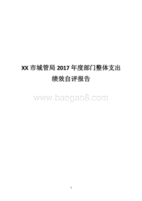 XX市城管局2017年度部门整体支出绩效自评报告.docx