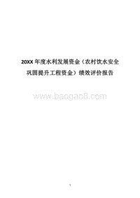 20XX年度水利发展资金（农村饮水安全巩固提升工程资金）绩效评价报告.docx