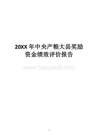 20XX年中央产粮大县奖励资金绩效评价报告.docx