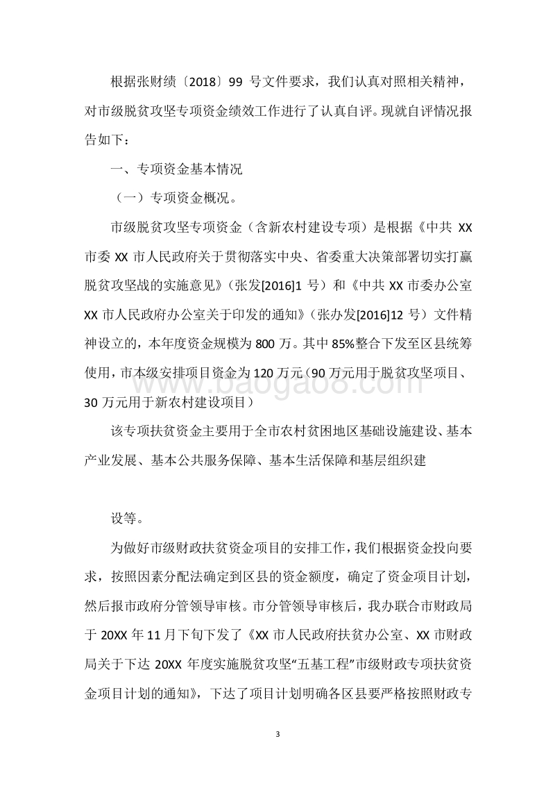 20XX年度扶贫攻坚专项资金绩效自评报告.docx_第3页