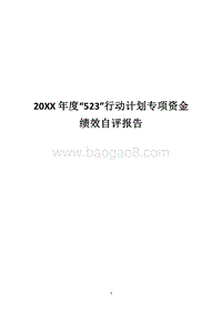 20XX年度“523”行动计划专项资金绩效自评报告.docx