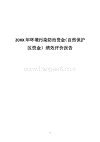 20XX年环境污染防治资金（自然保护区资金）绩效评价报告.docx
