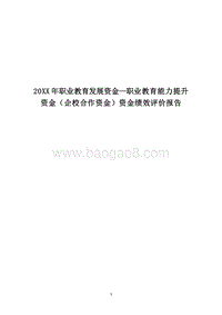 20XX年职业教育发展资金—职业教育能力提升资金（企校合作资金）资金绩效评价报告.docx