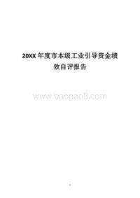 20XX年度市本级工业引导资金绩效自评报告.docx