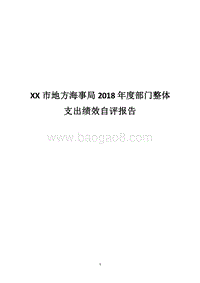 XX市地方海事局2018年度部门整体支出绩效自评报告.docx