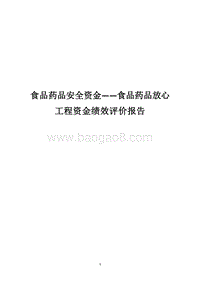 食品药品安全资金——食品药品放心工程资金绩效评价报告.docx