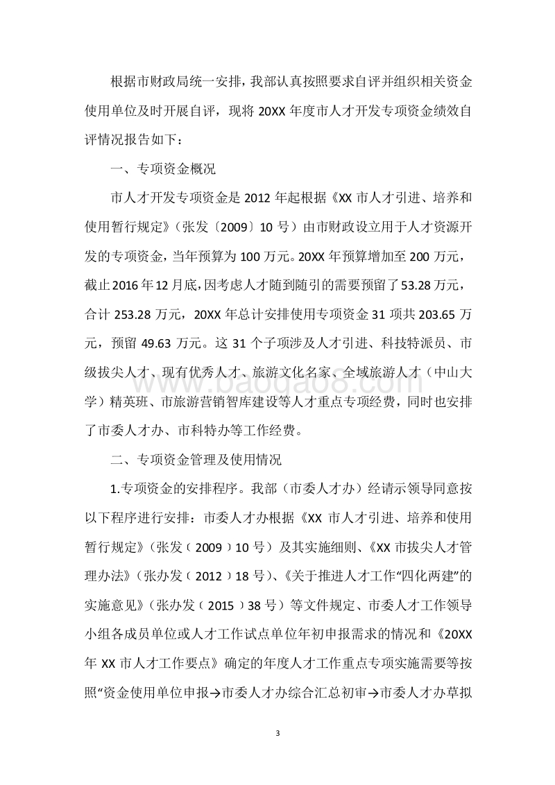 20XX年度市人才开发专项资金绩效自评报告.docx_第3页