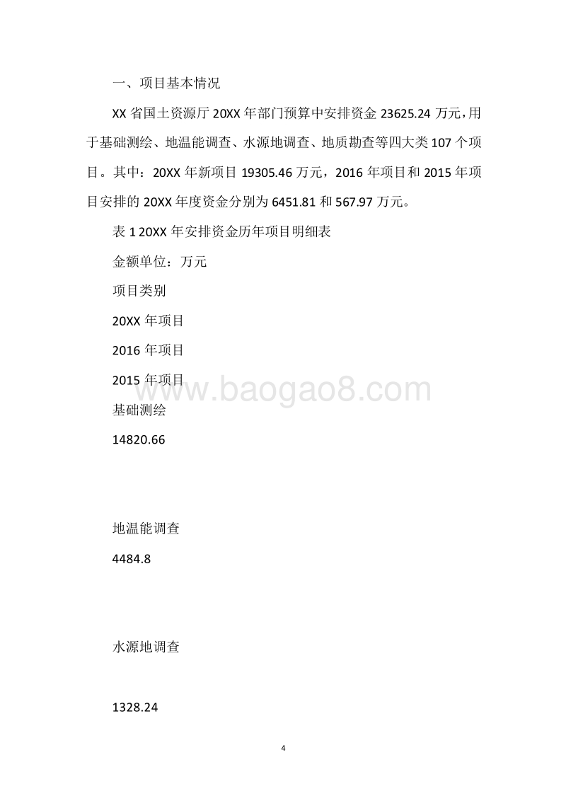 20XX年度国土测绘及地质勘探保护资金绩效评价报告.docx_第4页