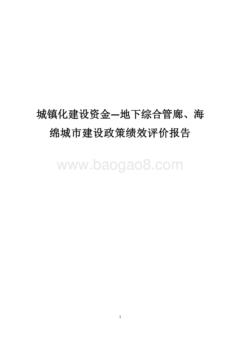 城镇化建设资金—地下综合管廊、海绵城市建设政策绩效评价报告.docx_第1页