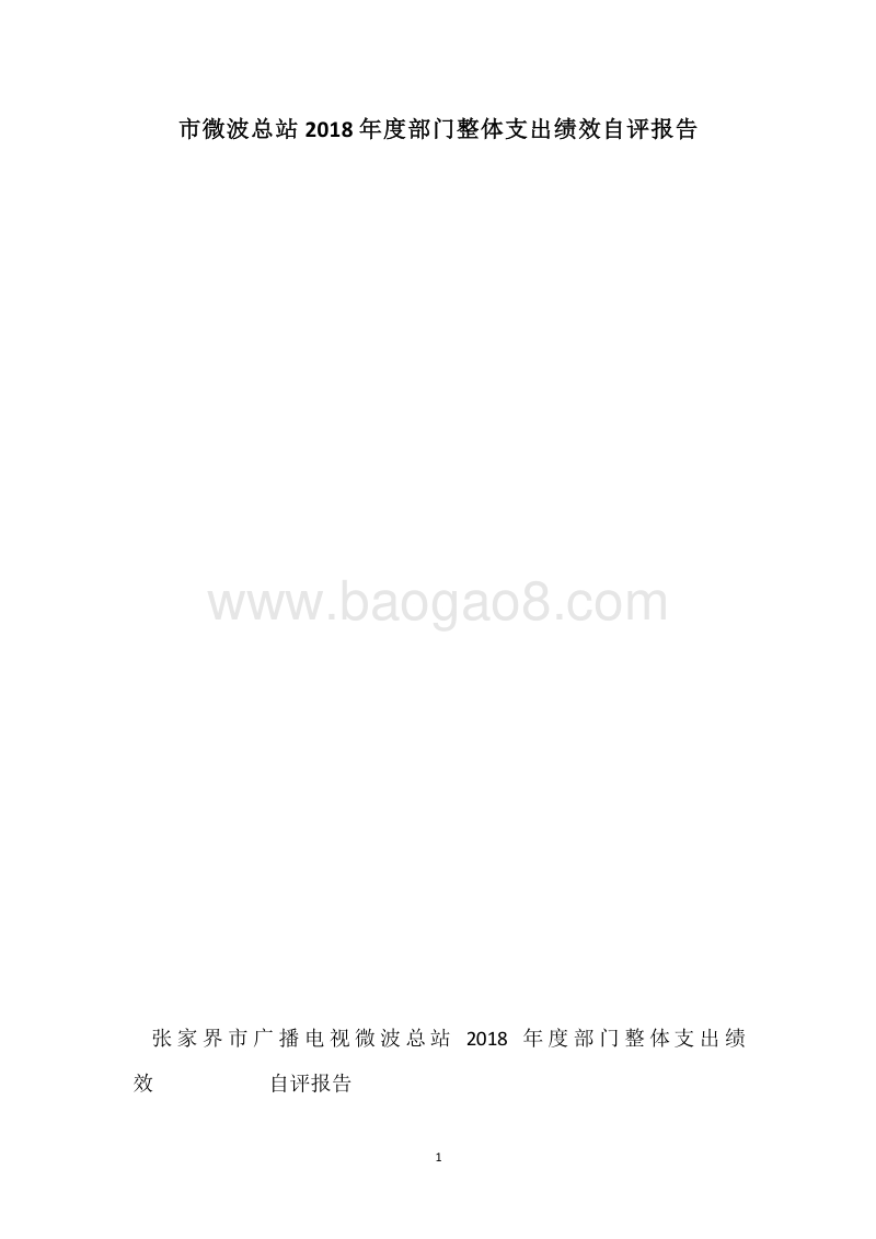 市微波总站2018年度部门整体支出绩效自评报告.docx_第1页