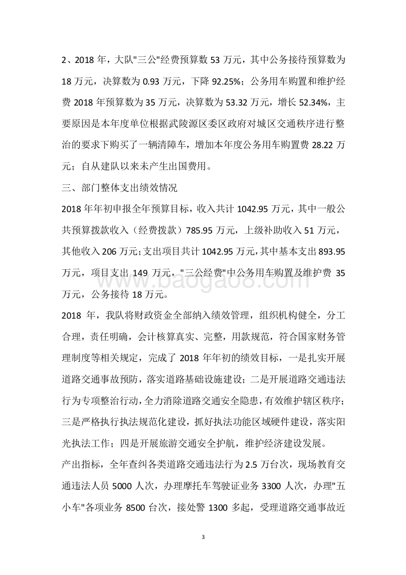 市交警二大队2018年度部门整体支出绩效自评报告.docx_第3页