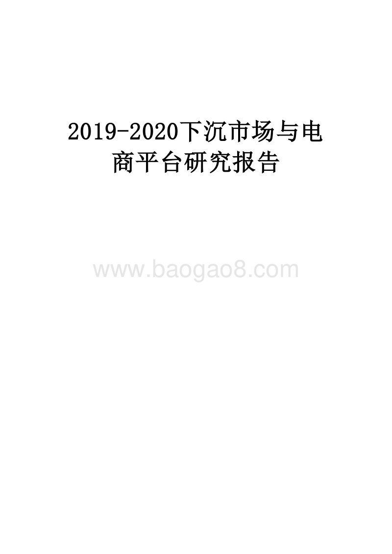2019-2020下沉市场与电商平台研究报告.docx_第1页