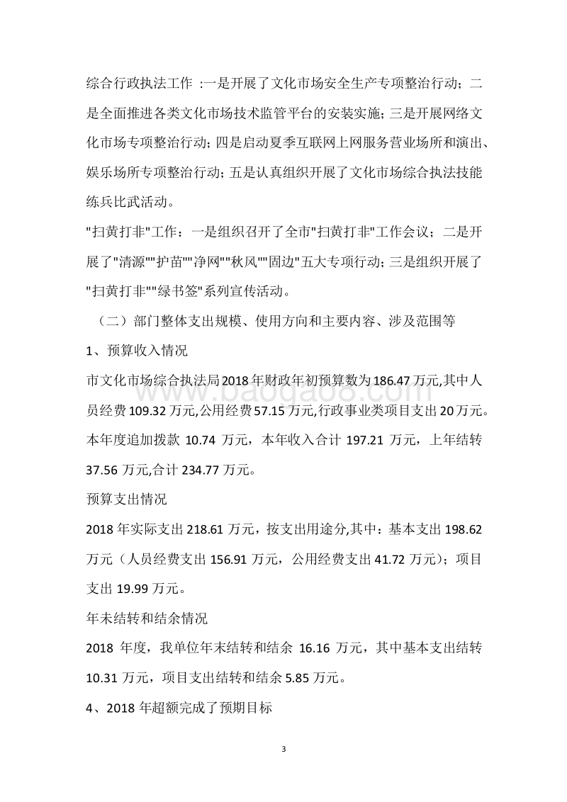 市文化市场执法局2018年度部门整体支出绩效自评报告.docx_第3页