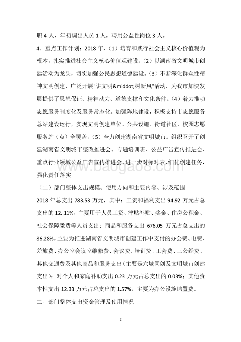 市文明办2018年度部门整体支出绩效自评报告.docx_第2页