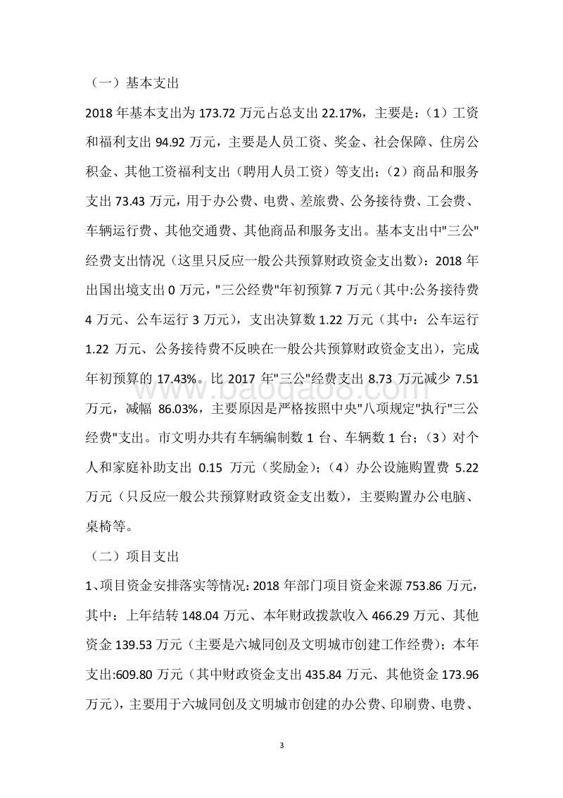 市文明办2018年度部门整体支出绩效自评报告.docx_第3页