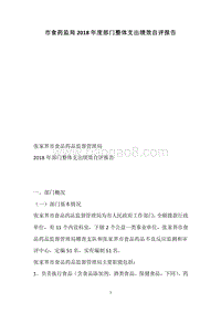 市食药监局2018年度部门整体支出绩效自评报告.docx