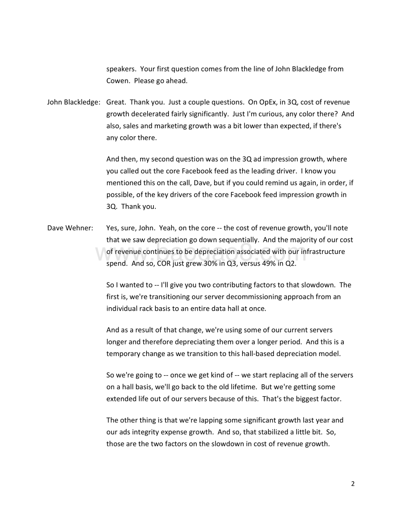 2019年第三季度Facebook财报电话会议.pdf_第2页