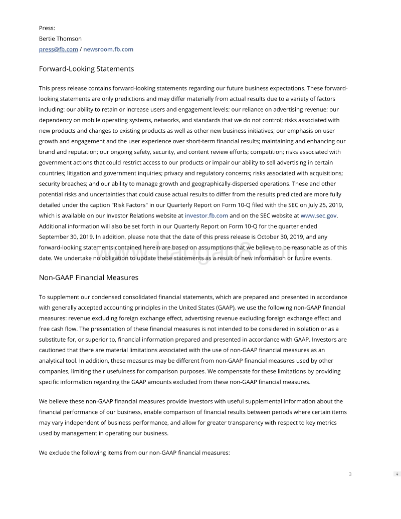 2019年第三季度Facebook财报1.pdf_第3页