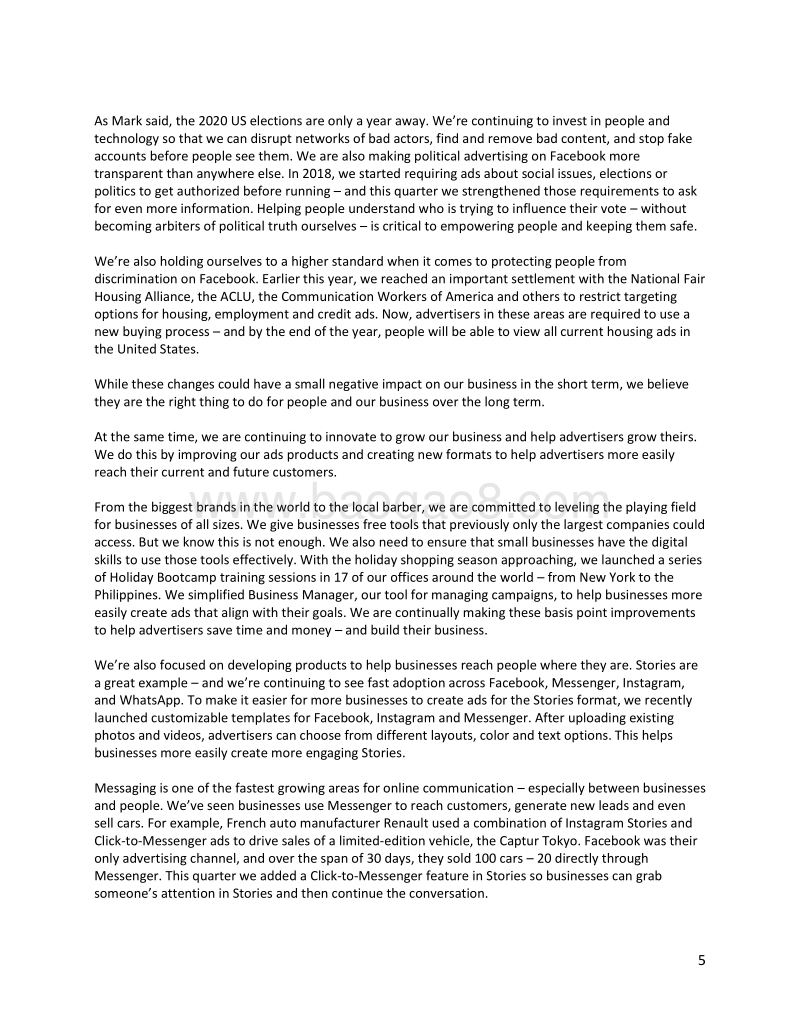 2019年第三季度Facebook财报.pdf_第5页