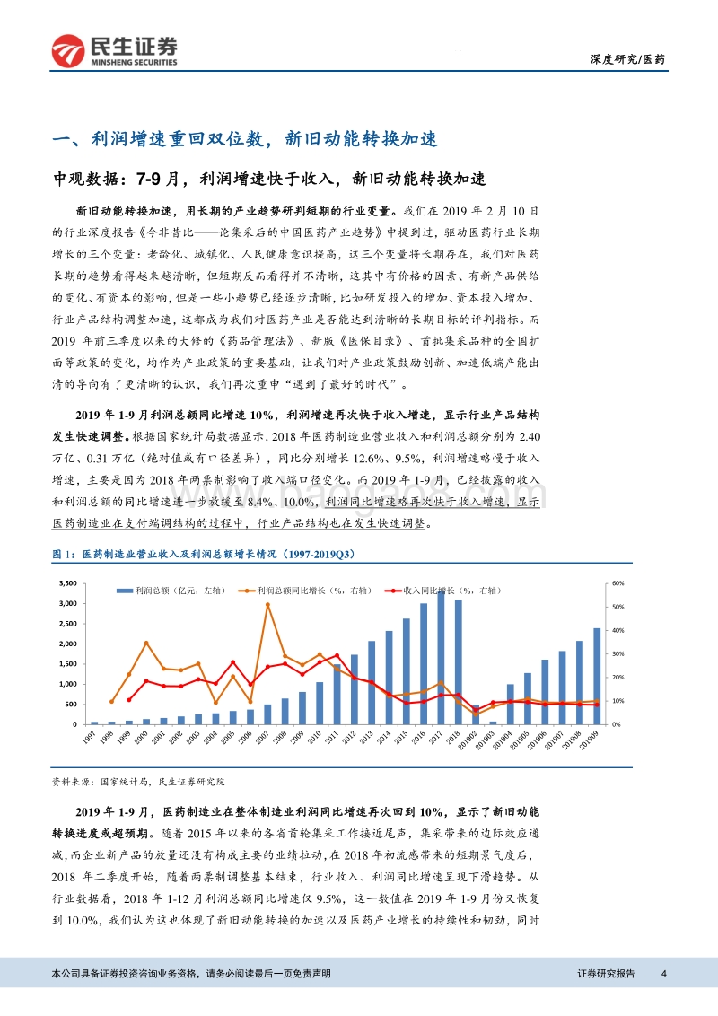 2019年医药板块三季报分析：基本面进入值得期待的新周期.pdf_第4页