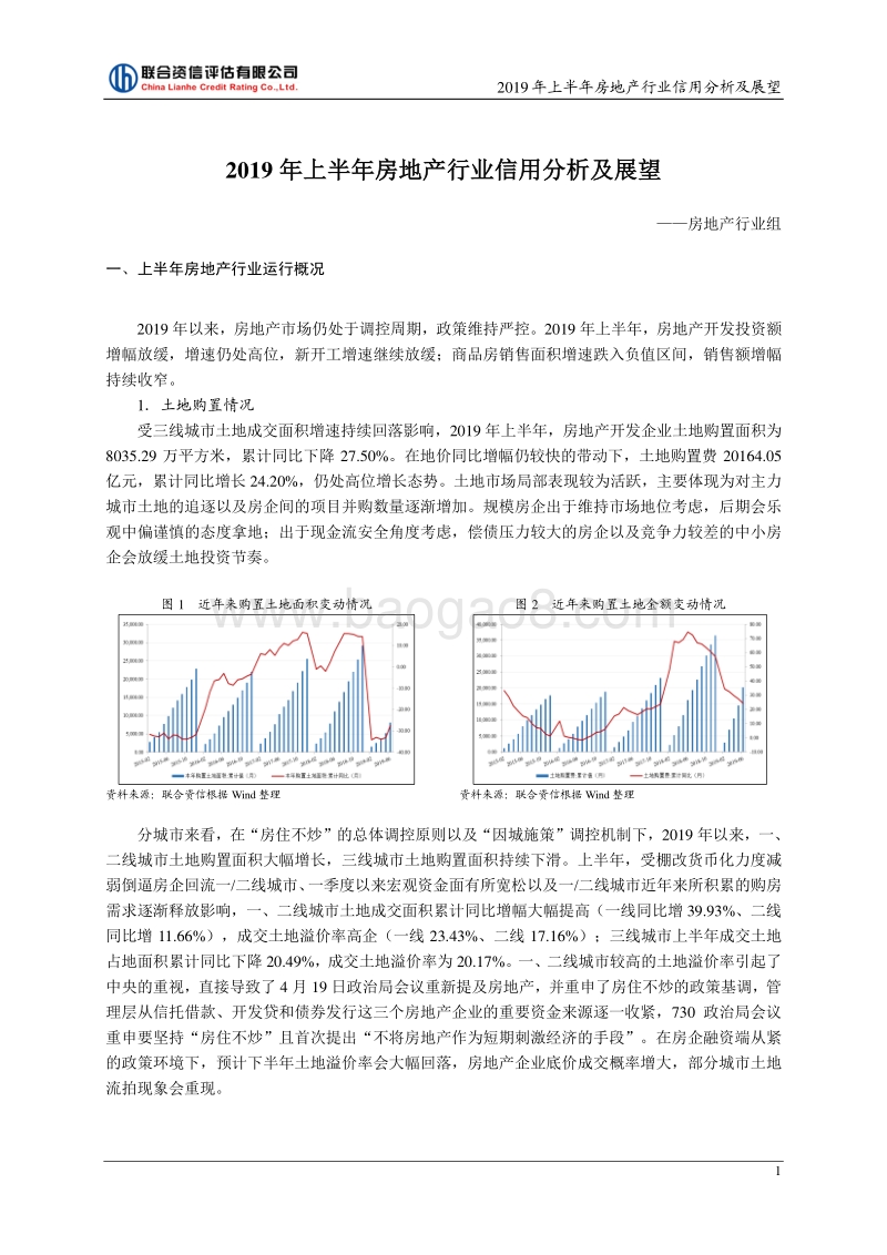 2019年上半年房地产行业信用分析及展望.pdf_第1页