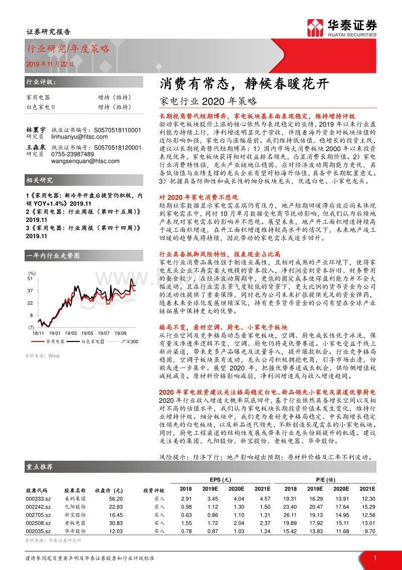 家电行业2020年策略：消费有常态，静候春暖花开.pdf_第1页